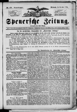 Spenersche Zeitung on Oct 14, 1874