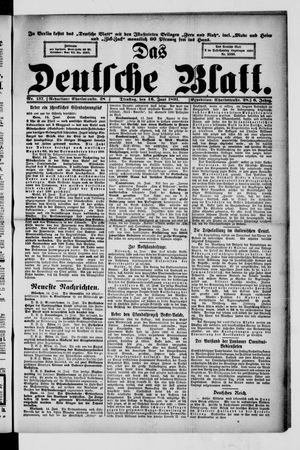 Das deutsche Blatt vom 16.06.1891