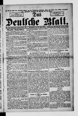Das deutsche Blatt vom 27.06.1891
