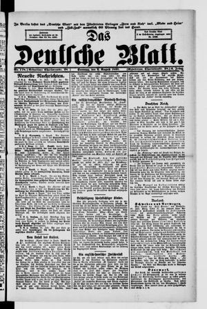 Das deutsche Blatt vom 02.08.1891