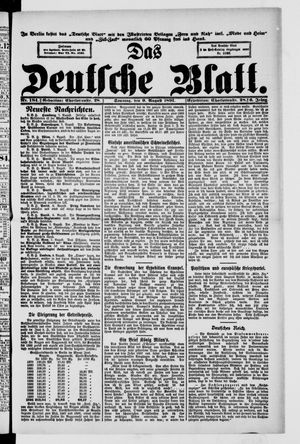 Das deutsche Blatt vom 09.08.1891