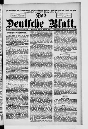 Das deutsche Blatt vom 29.08.1891