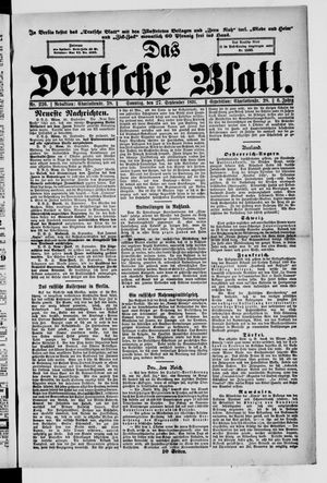 Das deutsche Blatt vom 27.09.1891