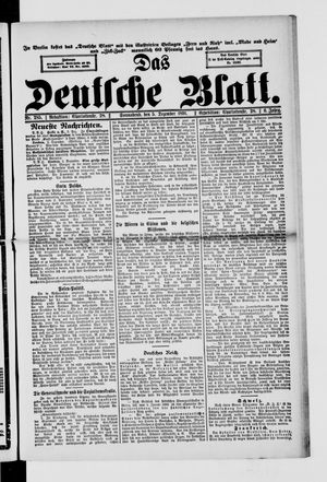 Das deutsche Blatt vom 05.12.1891