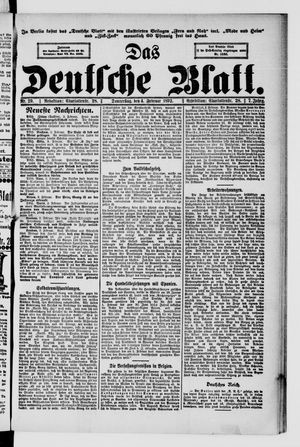 Das deutsche Blatt vom 04.02.1892