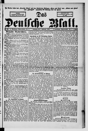 Das deutsche Blatt vom 07.02.1892