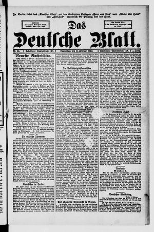 Das deutsche Blatt vom 11.02.1892