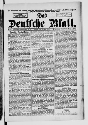 Das deutsche Blatt vom 01.04.1892