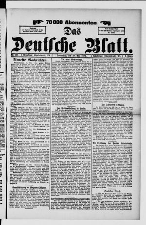 Das deutsche Blatt vom 26.05.1892