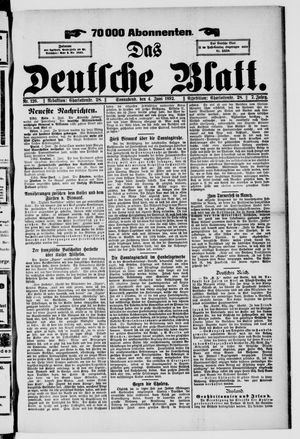 Das deutsche Blatt vom 04.06.1892