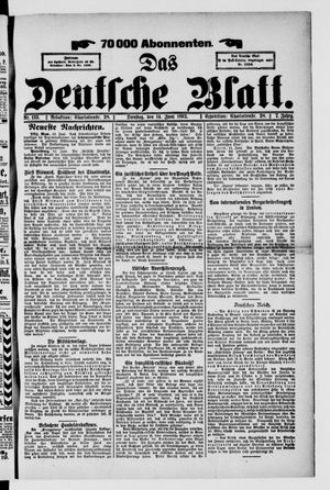Das deutsche Blatt vom 14.06.1892