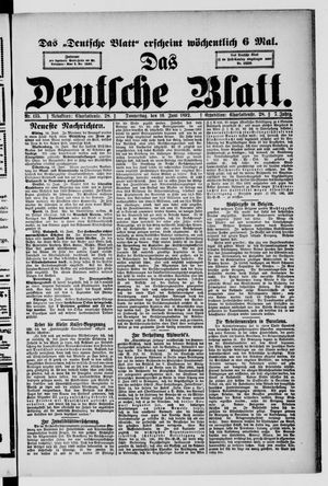 Das deutsche Blatt on Jun 16, 1892