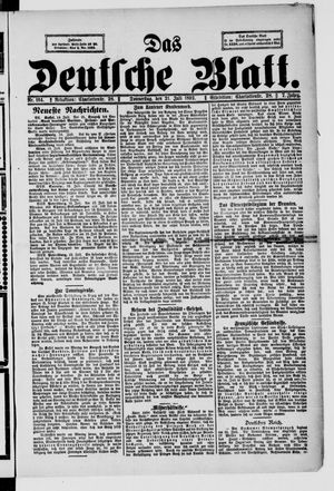 Das deutsche Blatt on Jul 21, 1892