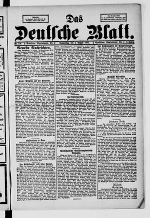 Das deutsche Blatt vom 04.08.1892