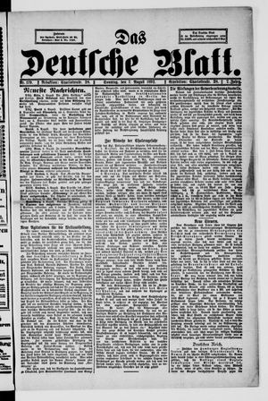 Das deutsche Blatt vom 07.08.1892