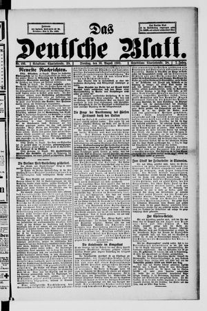 Das deutsche Blatt vom 16.08.1892