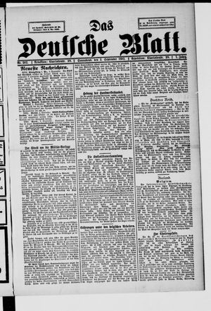 Das deutsche Blatt vom 03.09.1892