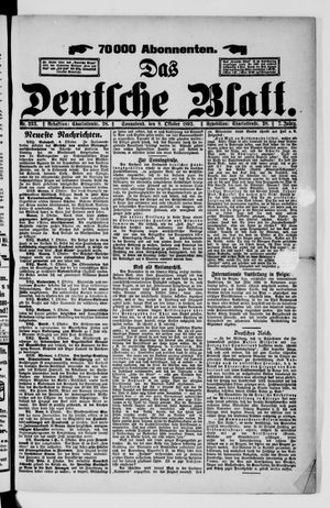 Das deutsche Blatt vom 08.10.1892