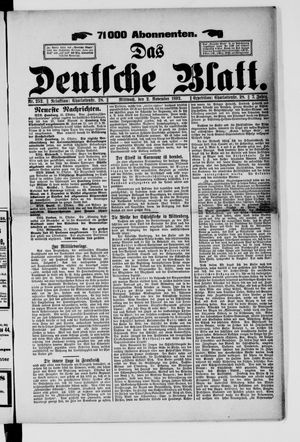 Das deutsche Blatt vom 02.11.1892