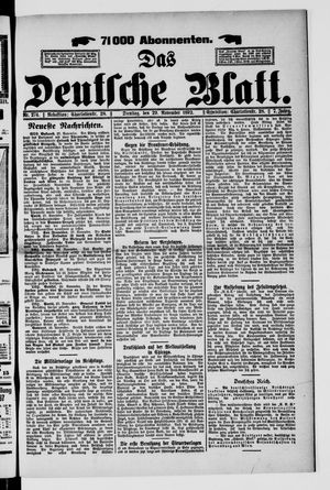 Das deutsche Blatt vom 29.11.1892