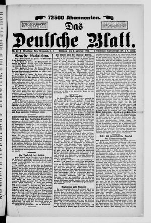 Das deutsche Blatt vom 01.02.1893