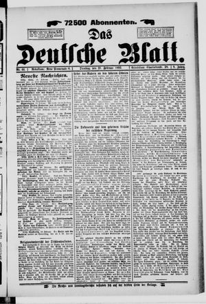 Das deutsche Blatt vom 21.02.1893