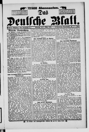 Das deutsche Blatt vom 01.03.1893