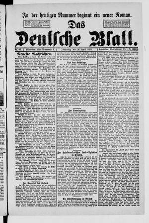 Das deutsche Blatt vom 20.04.1893