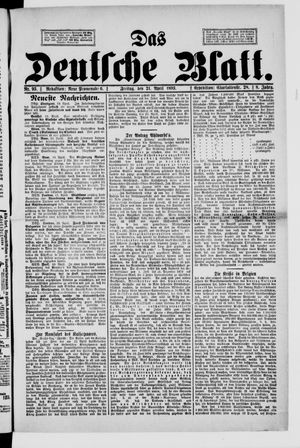 Das deutsche Blatt vom 21.04.1893