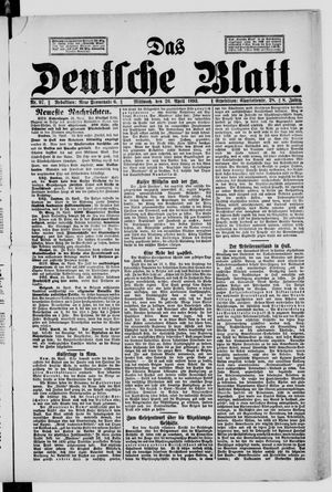 Das deutsche Blatt vom 26.04.1893