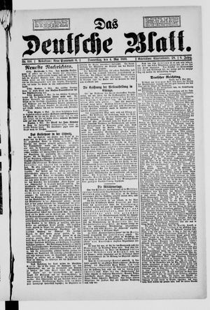 Das deutsche Blatt vom 04.05.1893