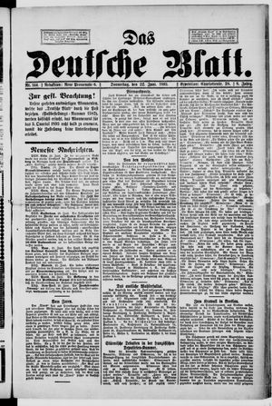Das deutsche Blatt vom 22.06.1893
