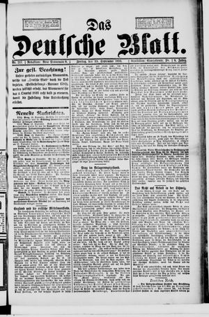 Das deutsche Blatt vom 15.09.1893