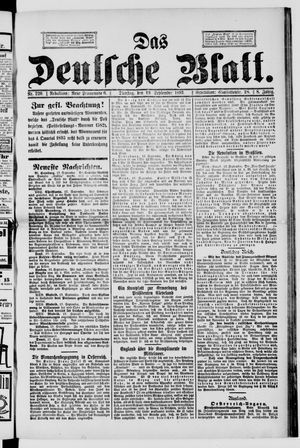 Das deutsche Blatt vom 19.09.1893