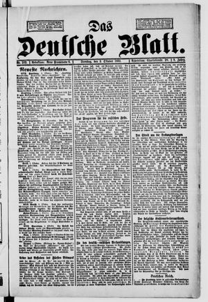 Das deutsche Blatt vom 03.10.1893
