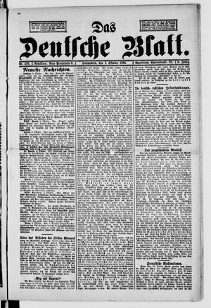 Das deutsche Blatt vom 07.10.1893