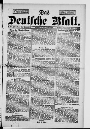 Das deutsche Blatt vom 29.10.1893
