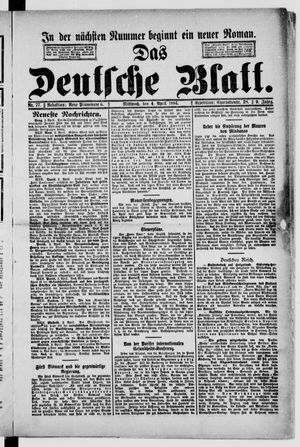 Das deutsche Blatt vom 04.04.1894