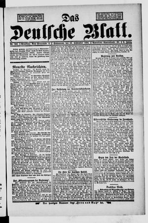 Das deutsche Blatt vom 15.09.1894
