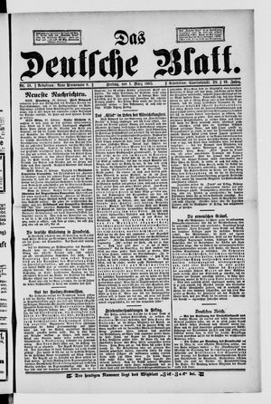Das deutsche Blatt vom 01.03.1895