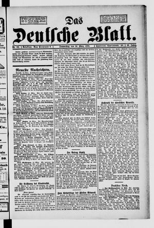 Das deutsche Blatt vom 14.03.1895