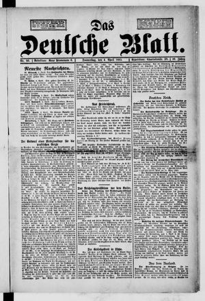 Das deutsche Blatt vom 04.04.1895