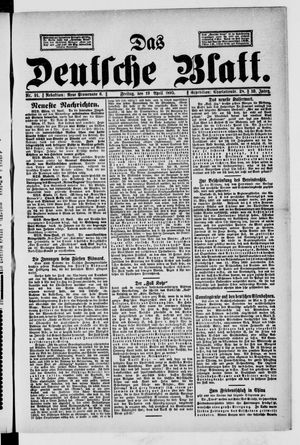 Das deutsche Blatt vom 19.04.1895