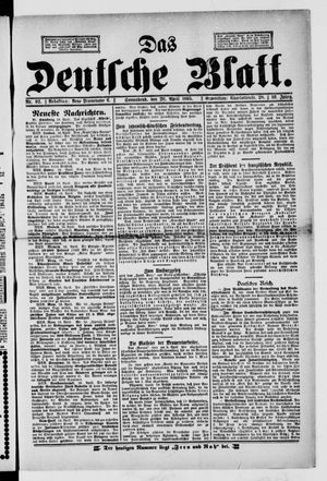 Das deutsche Blatt vom 20.04.1895
