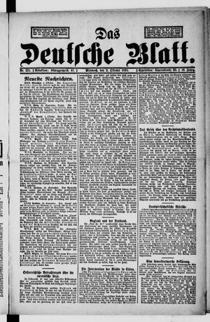 Das deutsche Blatt vom 02.10.1895