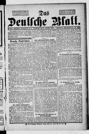 Das deutsche Blatt vom 21.12.1895