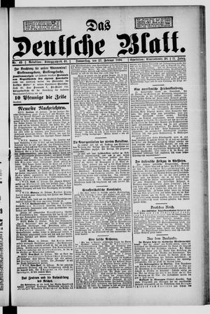 Das deutsche Blatt vom 27.02.1896