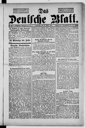 Das deutsche Blatt on Apr 16, 1896
