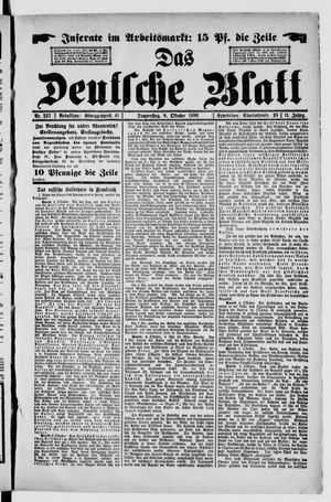 Das deutsche Blatt vom 08.10.1896