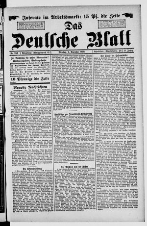 Das deutsche Blatt vom 01.12.1896